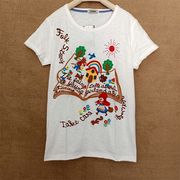 白色短袖t恤绣花卡通童话故事，rough2023年圆领体恤，夏季上衣显瘦潮