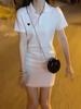 2023夏季白色polo衫，polo裙子中长款休闲小个子，爱心连衣裙女
