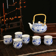 晨翔景德镇陶瓷茶壶大容量，复古青花冷水壶套装家用大号提梁壶茶具