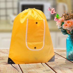 橙色便携超轻户外旅行可折叠防水束口双肩包 超市环保购物袋收纳
