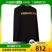 香港直邮VERSACE JEANS 男士黑色棉质圆领字母logo长袖运动衫 B3G