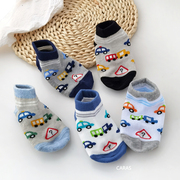 caras韩国进口儿童小汽车短袜纯棉网眼夏季薄款宝宝袜子男童不掉