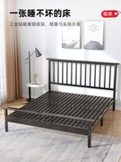 铁艺床1.8米双人床不锈钢床学生1.5单人床现代简约出租房用铁架床