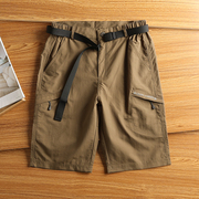 美式户外男士夏季中裤高级感薄款透气多袋工装短裤机能防水五分裤