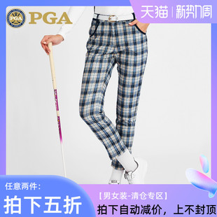 美国PGA 高尔夫裤子女士秋冬长裤灯芯绒英伦风格子女装九分裤
