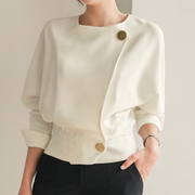 白色衬衫外套女小众高级设计感春秋工装夹克短款2023秋季上衣