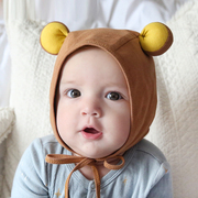 婴儿帽子春秋款新生婴幼儿，可爱超萌男宝宝套头帽，秋冬薄款轻松熊帽