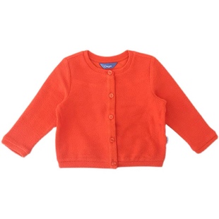 蒙M摩米童装秋装小女童外套薄款女宝宝红橙色开衫上衣小短款