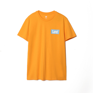 lee男装2021夏季橙色，短袖t恤纯色圆领，印花纯棉青少年l439403rx68u