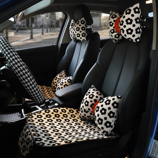 汽车头枕护颈枕女士创意可爱蝴蝶结个性小花车载座椅枕头腰靠套装
