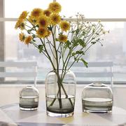 欧式简约花瓶创意INS玻璃花器客厅餐桌小口家居鲜花插花瓶工艺品
