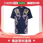 香港直邮versacecollection男士，花卉印花蓝色t恤v800683rvj00