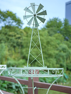 花架风车地面田园户外白色复古绿色铁艺装饰半圆，爬藤架墙角置物架