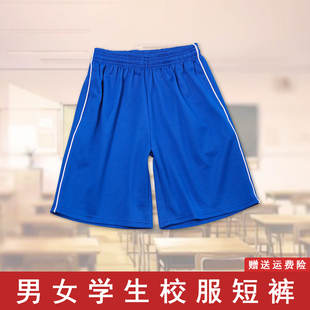 校裤宝蓝色一条杠五分短裤，高中生男女夏季初中生小学生校服短裤子