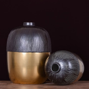北欧黑色陶瓷花瓶摆件，现代简约欧式插花干花花器客厅家居软装饰品