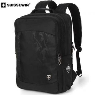 SUISSEWIN双肩包男女商务通勤瑞士背包多功能大容量电脑军包包