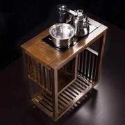 鸡翅木茶台侧边柜茶桌实木中式茶水柜架家用功夫茶具配件烧水台。