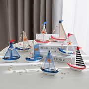 地中海迷你帆船模型小木船桌面，装饰摆件拍照道具海边旅游纪念品