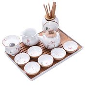 凌胜手绘陶瓷茶具套装家用整套小型功夫茶具陶泥茶壶茶杯茶盘