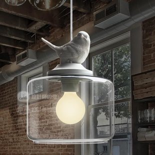 设计师的灯北欧餐厅吧台创意，儿童房阳台玄关，楼梯单头玻璃小鸟吊灯