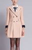 宝丝lu露粉红色纯色风衣，中长款2023年春秋季女修身显瘦收腰外套dc