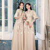 中式伴娘团礼服裙中国风气质2024复古婚礼宴会，姐妹服夏季显瘦