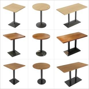 实木餐桌椅组合商用饭店快餐饮小吃甜品咖啡厅奶茶店圆桌子长方形