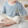 宝宝睡衣薄款儿童家居服夏季男童7分袖套装，撞色莫代尔中童空调服