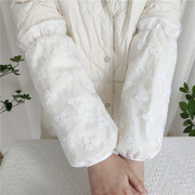韩版刺绣女蕾丝袖套仙气双层办公室防污清洁日用袖头长款白色套袖