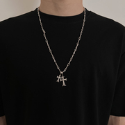 欧美嘻哈十字架镶钻项链轻奢小众，设计感高级男士潮牌情侣款毛衣链