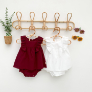 女宝宝夏装连衣裙一岁半红色周岁衣服夏季礼服连体衣纯棉婴儿裙子