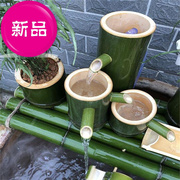竹排流水器陶瓷鱼缸石槽，过滤增氧装饰摆件z水景喷泉风水轮竹子流