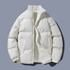 有大码!白色棉服男冬季纯色休闲宽松棉衣外套，加厚时尚立领面包服