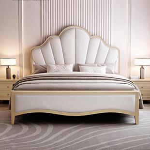 轻奢实木床美式软包床主卧双人大床1.8m婚床小户型1.5m储物公主床