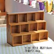zakka做旧木质桌面收纳柜创意，阶梯12格展示柜家居，首饰杂物储