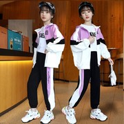 女童春秋运动套装2024童装时髦洋气女孩休闲儿童女大童运动服