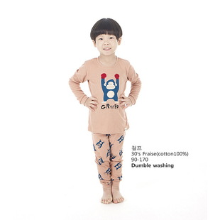 2023秋冬韩国童装TASOM儿童可爱大嘴猴子舒适内衣家居服套装