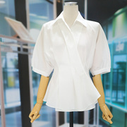 2024夏季时尚减龄气质职业短袖，衬衫女装休闲简约白色上衣衬衣