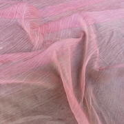 桃红色半透明潮丝绉雪纺提花布料 夏季薄款连衣裙衬衫时装轻透面