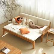 罗汉床新中式实木推拉床小户型客厅日式沙发床两用茶室原木风床榻