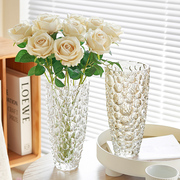 高档水晶玻璃花瓶大摆件，客厅透明水养玫瑰百合，鲜花插花高级感轻奢