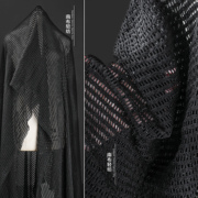 黑色小网格镂空针织肌理，立体春夏开衫毛线衫，布料服装设计师面料