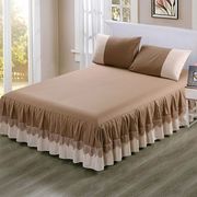 纯棉床罩床裙单件全棉，床套纯色双拼，防尘罩床垫保护套简约大气床单