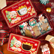 圣诞长方形开窗铁罐饼干包装盒马口铁曲奇甜品小罐子礼盒烘焙专用