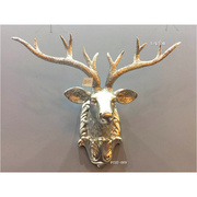 仿真鹿头挂件梅花鹿挂壁假动物，北欧风客厅，墙壁装饰工艺品牛头带角
