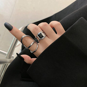 日韩s925银线条缠绕多层戒指，女复古时尚微镶锆石，开口指环食指戒潮