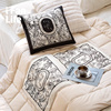 范店黑白印象抱枕被子两用加厚午睡枕头被空调，靠枕折叠毯子二合一