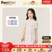 pawinpaw小熊卡通童装，夏季女童连衣裙，演出服中国风旗袍雪纺