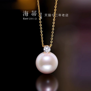 海蒂珠宝冰糖12-13mm大颗粒淡水珍珠吊坠女王妃，款18k金项链礼物