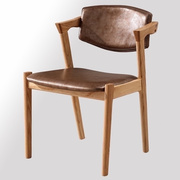 北欧风实木餐椅简约时尚咖啡厅奶茶店西餐厅椅子扶手靠背椅Z型椅